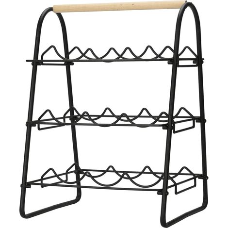 Casier à vin pour 9 bouteilles métal noir et naturel Home&Styling (1/5)