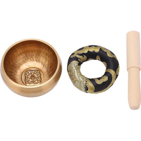 cm flache Meditationsklangschale mit Handhammer, beruhigender Klang für Yoga-Entspannung und inneres Wohlbefinden. (1/5)