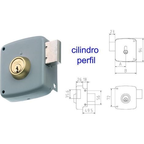 mcm cerradura sobreponer 2524p-100-izqda pintada cilindro perfil