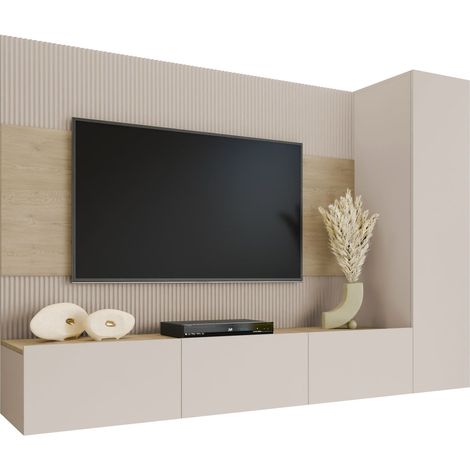 Conjunto de salón Comfivo Salix VI, Beige + Roble