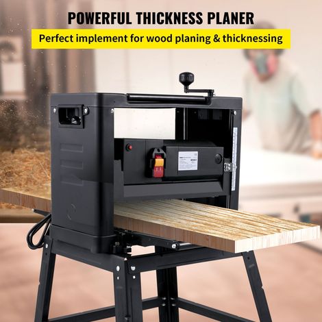 Raboteuse à bois 330 mm sur établi 2000W 8000 tr/min rabot bois 10 A raboteuse menuiserie pliable vitesse 6m/min avec socle fer évacuation sciure pour planche bois (1/5)