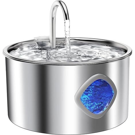 Fontaine pour chat en acier inoxydable : fontaine à eau pour chat - fontaine d'intérieur pour chat - distributeur d'eau pour chien - accessoires d'alimentation et d'abreuvement pour animaux (1/5)