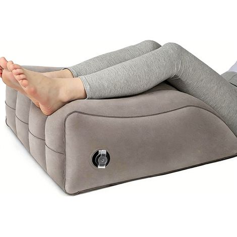 Cuscino ergonomico per gambe, cuscino inclinato gonfiabile portatile per dormire, favorisce la circolazione sanguigna, 63 × 50 cm, grigio (1/5)