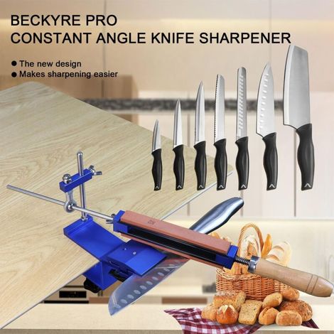 Aiguiseur de couteaux professionnel – Acier inoxydable – 6 pierres à aiguiser – Angle fixe pour affûtage précis – Pour couteaux dentelés et à viande – Résistant à la rouille (1/4)