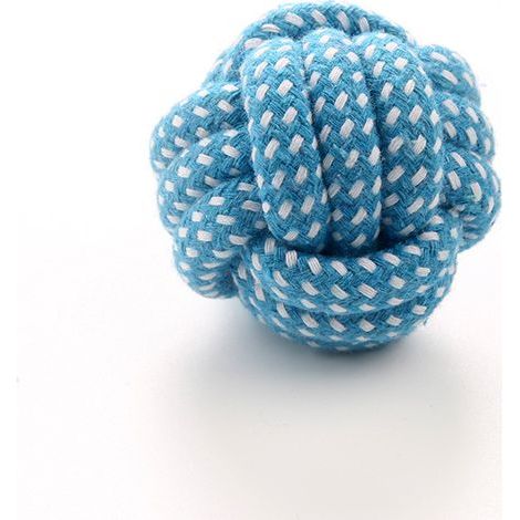 Juego de 3 piezas de pelota tejida de cuerda de algodón Zhuang Pet para perros, juguete masticable de osito de peluche, juguete duradero para gatos (azul) (1/4)