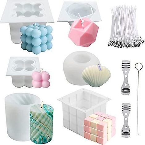 lot De 6 Moules Bougies En Silicone 3d Diy - Bougie Fabrication Moule - Moules En Silicone Pour Dcorer La Maison, Les Bougies Parfumes, Le Savon (1/5)
