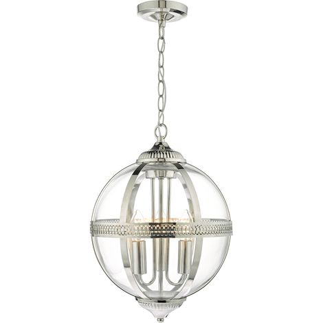 DAR VANESSA - Lampe à Suspension Nickel Poli & Verre, 3x E14 (1/5)
