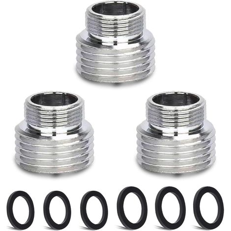 Kit de adaptadores para grifos, 3 adaptadores en total, de M20 mm a M18 mm, de cobre y plata. (1/5)