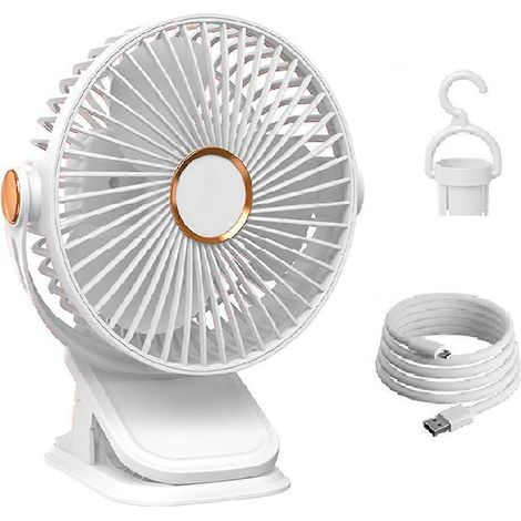 Portable à clip ventilateur avec LED lights USB de bureau 5 vitesses silencieux rechargeable mini table à (1/5)