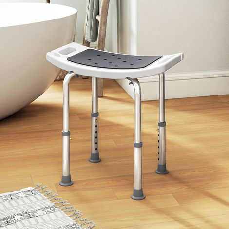 Duschhocker aus Aluminiumlegierung und rutschfestem Kunststoff, höhenverstellbar in 6 Positionen (39–52 cm), grau (1/5)