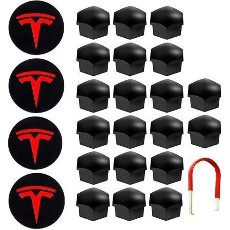 Copridado ruota per auto con strumento di rimozione per Tesla Model 3, SX (rosso) (1/5)