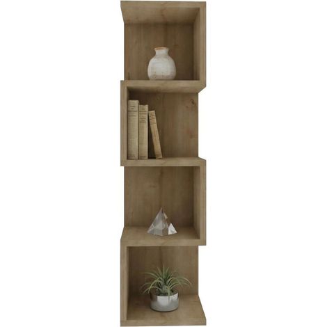 Bücherregal Cissone, 3 Regalböden, Freistehend, Vertikale Struktur, 27x25x95h cm, Braun Eiche