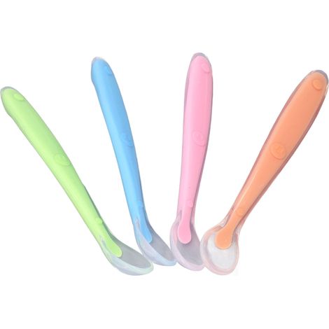 4er-Set Baby-Silikonlöffel, weich, abwaschbar, ergonomischer Griff, ölbeständig, Fütterungslöffel für Kinder und Kleinkinder (1/5)