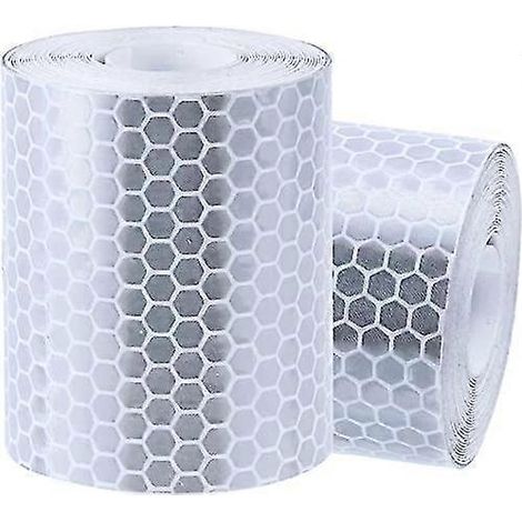 Ruban adhésif réfléchissant pour la sécurité, ruban de signalisation, ruban de marquage de sécurité, blanc argenté, 2 rouleaux de 5 cm x 3 m (1/4)