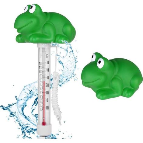 Thermometre Piscine, Thermomètre Flottant Pool Thermomètres, Thermomètres de Piscine avec Ficelle Flottant pour Piscines Spas Aquariums Bassins à Poissons (grenouille)