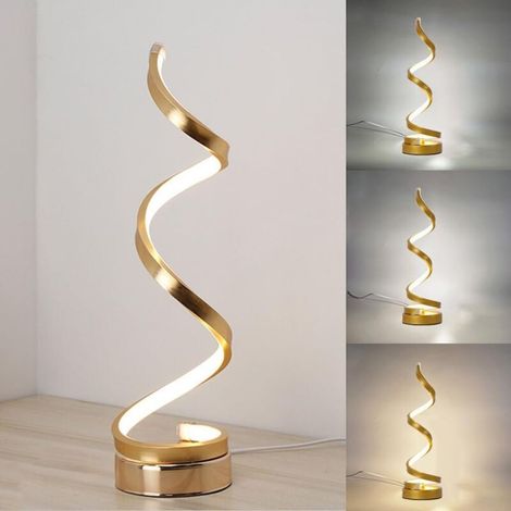 Spiral-LED-Nachttischlampe, moderne Schreibtischlampe, 3 Farbtemperaturen, Gold [Energieklasse E] (1/5)