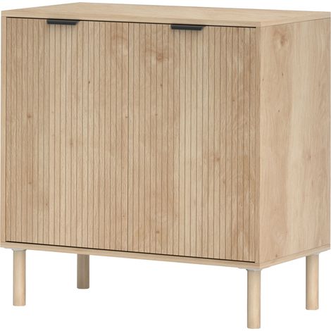 Meuble de rangement en bois à 2 niveaux avec étagère réglable à 3 niveaux, 78 x 40 x 77,5 cm, coloris chêne (1/5)