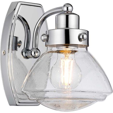 Wandlampe Wandleuchte Badezimmerleuchte Stahl Glas Chrom IP44 1-flammig (1/5)
