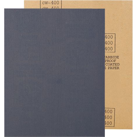 100 feuilles de papier abrasif imperméable, grain P400, brun, pour usage humide et sec. Accessoire de quincaillerie. (1/5)
