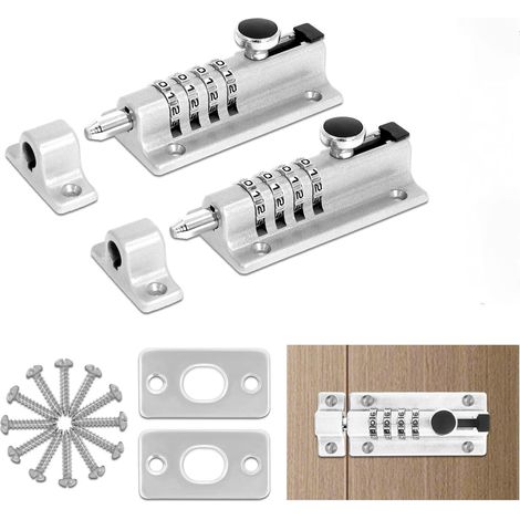 Serrure à combinaison pour porte, serrure à combinaison, serrure à combinaison pour chenil, grange, hangar, entrepôt, argent (1/5)