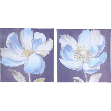 Lot de 2 tableaux muraux floraux avec cadre intérieur, décoration murale pour salon ou chambre. (1/5)