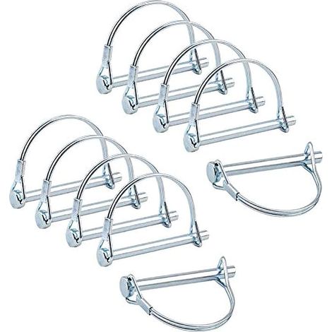 10pcs Axe de verrouillage de broche de coupleur de sécurité, 1/4 pouce de verrouillage de prise de force avec fil de retenue rond pour jardin de pelouse de remorques de ferme (1/5)
