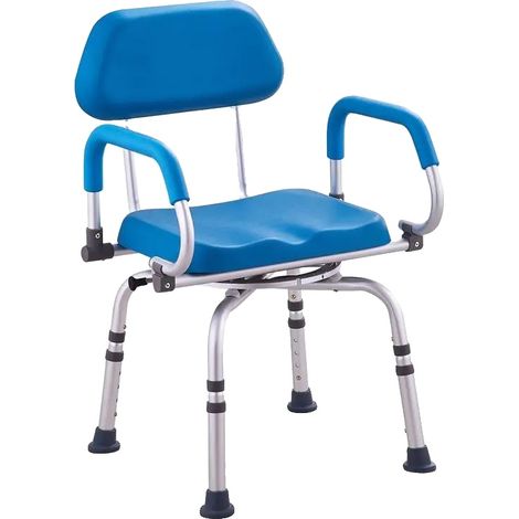 Silla de ducha con rotación de 360°, diseño antideslizante, color blanco. (1/2)