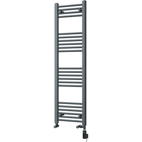 Zennor - Anthracite Dual Fuel Towel Rail H1400mm x W400mm Thermostatic WIFI - Straight (1/3)