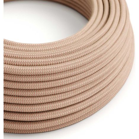 Creative-Cables Cavo elettrico in tessuto, 2 x 0,75 mm² per 1 m, Rosa Antico e Beige, Rotondo, Cotone e lino