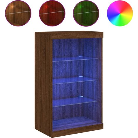 Maison Exclusive - Aparador con luces LED roble marrón 60,5x37x10 (1/5)