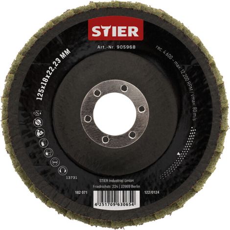 Disques abrasifs à lamelles en nylon STIER 125 x 18 x 22,23 mm, grain moyen 5 pièces (1/5)