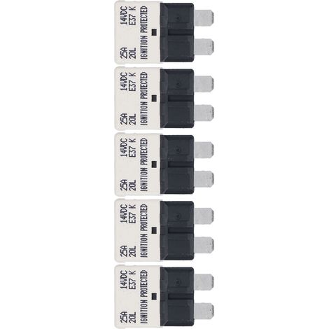 Disjoncteur E37 Auto T1 25A Réarmable, Classe UL 94V0, Thermoplastique ATC ATO, Lot de 5 (1/5)