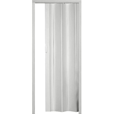 Porta a soffietto scomparsa pvc bianco venato chiusura magnetica casa maniglia cm 215x84 2710I
