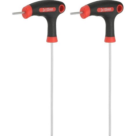 2pcs Clé Hexagonale À Poignée En T 2mm Métrique Cr-V Rouge Noir (1/5)
