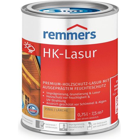Remmers HK-Lasur 3in1 pinie/lärche, 0,75 Liter, Holzlasur aussen, 3facher Holzschutz mit Imprägnierung + Grundierung + Lasur, Feuchtigkeit- und UV-Schutz