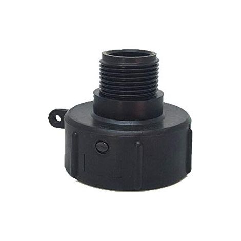 Adaptateur de réservoir IBC - 1000 L - Filetage de 60 mm - Adaptateur de tuyau d'arrosage en plastique - Noir - 25 mm (1/3)
