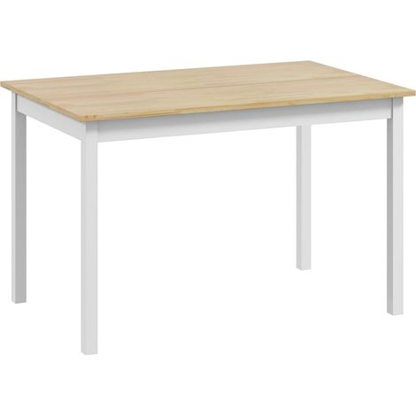 Table à manger 120 x 75 cm en pin style campagne pour 4 personnes, pour salon et cuisine, finition naturelle (1/5)
