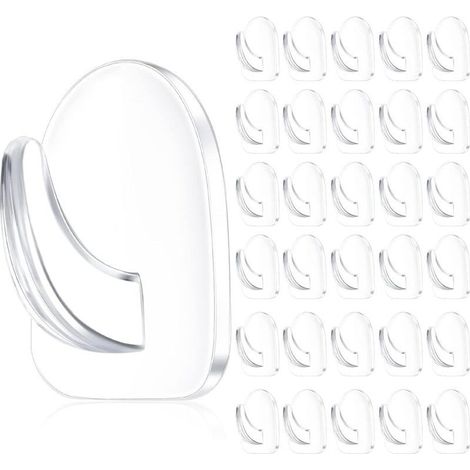 30 Pièces Support Mural Adhésif Transparent pour Suspension, Crochets sans Couture Réutilisables Transparents Petits Cintres Collants en Acrylique avec Autocollant non Marquant (1/5)