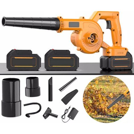Souffleur de feuilles sans fil 21 V avec 2 batteries, souffleur et aspirateur tout-en-un, rechargeable, 23 000 tr/min, pour jardin (1/4)