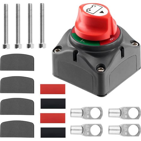 Interrupteur de Batterie 12V-48V 275A - Interrupteur d'Isolation pour Bateau, Moto, Yacht, Voiture, Bus et RV - Inclus Bornes de Batterie Boulons M8 (1/5)