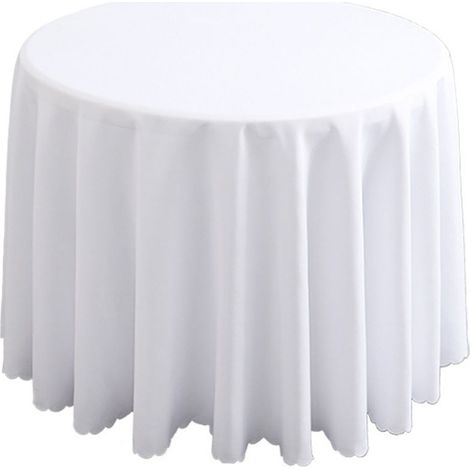White Round Tablecloth - 240cm - Quality Table Cloth for Wedding/Banquet/Restaurant/Party (1/5)