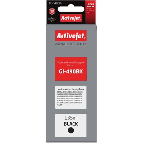Cartouche d'encre Activejet AC-G490Bk (remplace Canon GI-490BK Supreme 135 ml 6000 pages noir) (1/2)