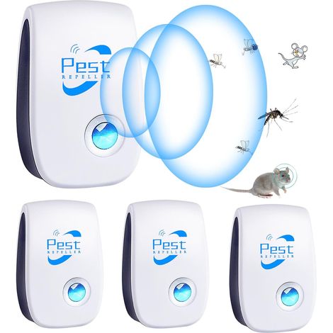 Répulsif Ultrason Anti-Rongeurs Insectes, 4 pcs Ultrason Anti Moustique Ultrason Souris et Rats, Intérieur Répulsif Électronique Insectes pour Souris, Rats Fourmis Araignées Moustiques (1/5)
