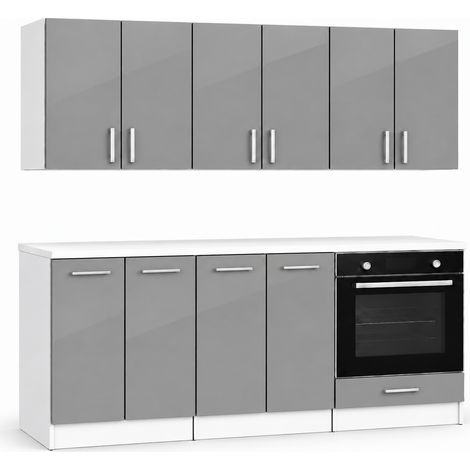 ROE Furniture zestaw kuchenny 180 cm - Szary połysk (1/5)