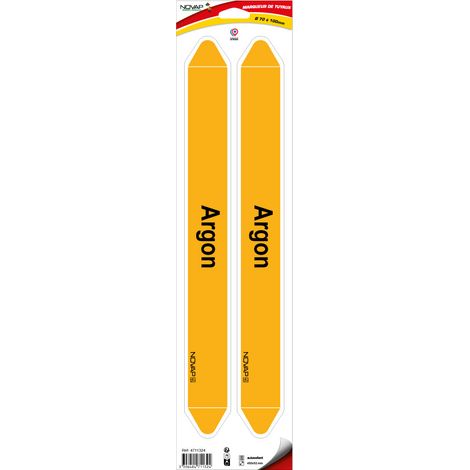 Planche de 2 marqueurs de tuyauterie 450 x 52 mm pour Ø 70 à 100 mm - Argon - 4711324 (1/2)