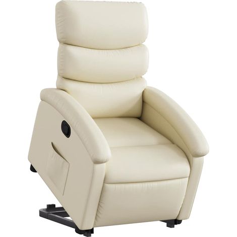 vidaXL Poltrona Alzapersona Reclinabile Crema in Similpelle (1/5)