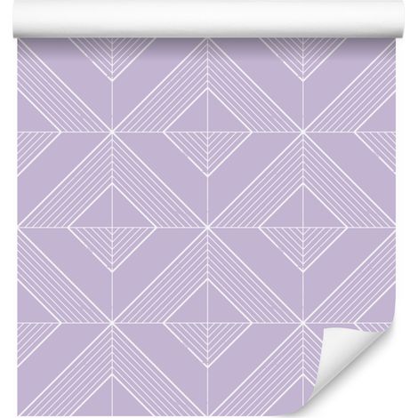 Carta da parati con motivo a rombi geometrici, lavanda e grigio chiaro, 50x1000 cm (1/5)