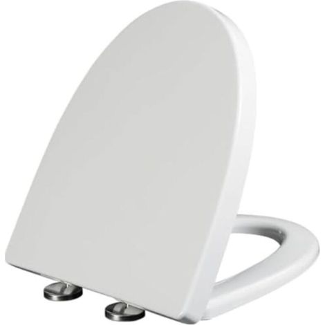 Toilet seat, elongated V-shape, with soft-close lid, easy to install and clean, white PP lid, suitable for elongated or oval toilets
