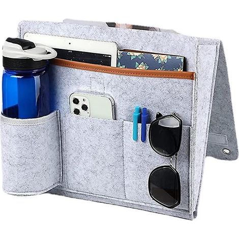 light Gray Hanging Bedside Bag Storage Pocket For Bed Storage Organizer For Bottles, Magazines, Remote Control Or Others