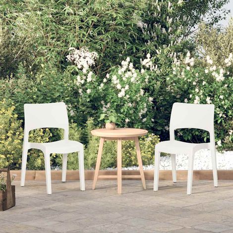 Lot de 2 chaises de jardin empilables en polypropylène blanc pour terrasse et balcon - PANGIVO (1/5)